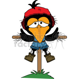 300x300 Royalty Free Crow Scarecrow On Post 387449 Vector Clip Art Image