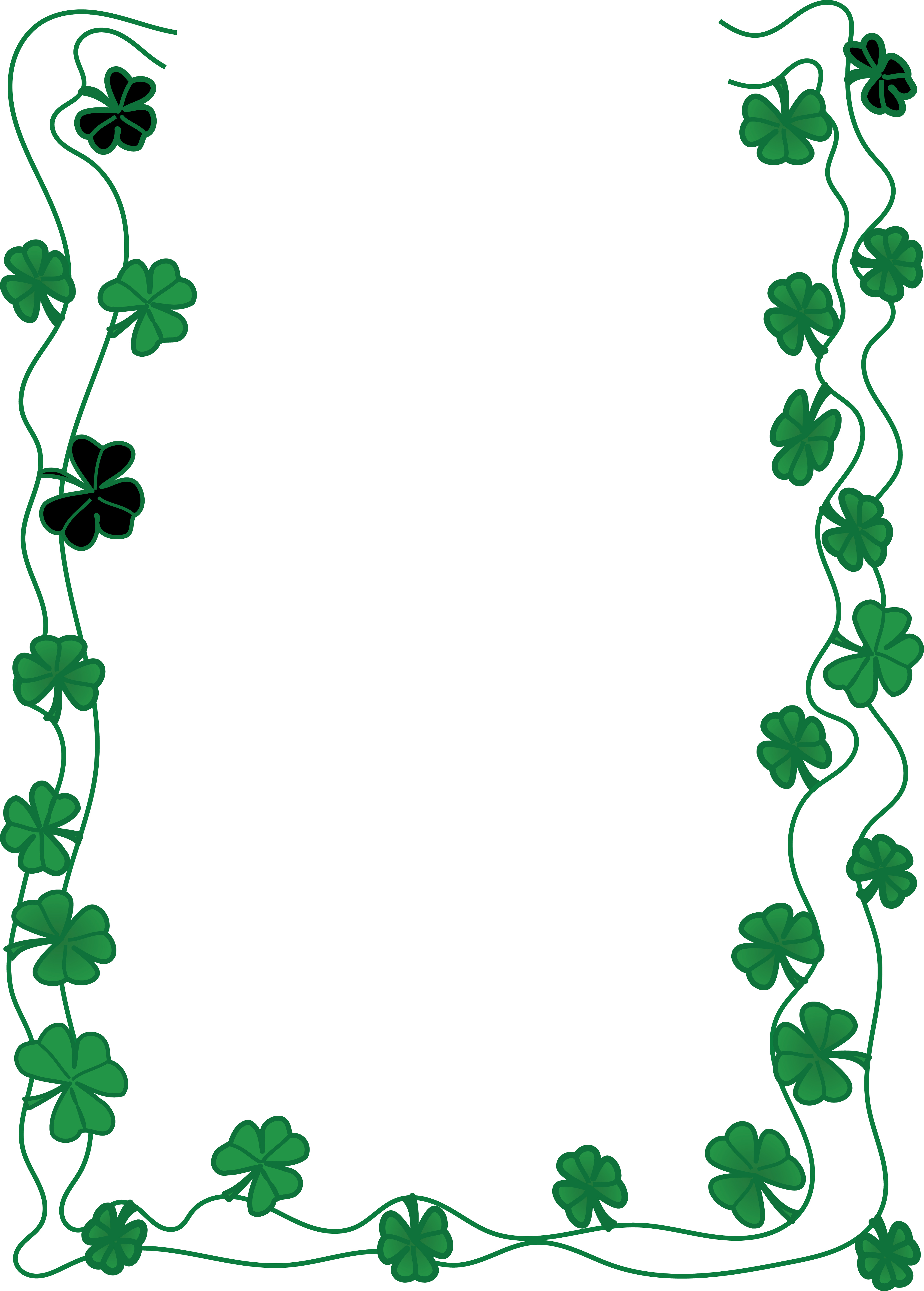 4000x5589 Clipart Of A St Patricks Day Shamrock Clover Border