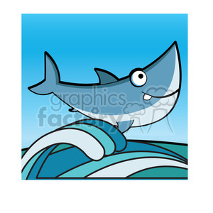 300x300 Royalty Free Cartoon Great White Shark Clip Art Jumping From Water