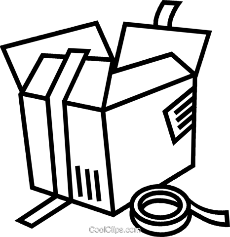 466x480 Shipping Box With Tape Royalty Free Vector Clip Art Illustration