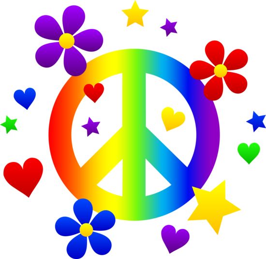 550x534 Free Clip Art Of A Rainbow Peace Sign With Hearts Stars