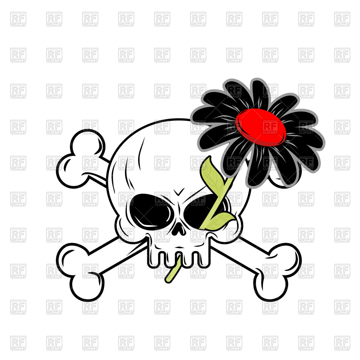 1200x1200 Black Flower Of Death And Skull Royalty Free Vector Clip Art Image