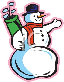 275x350 Picture Of A Snowman Holding A Bag Of Golf Clubs In A Vector Clip