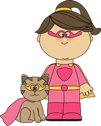 398x500 Superhero Girl With A Cat Clip Art