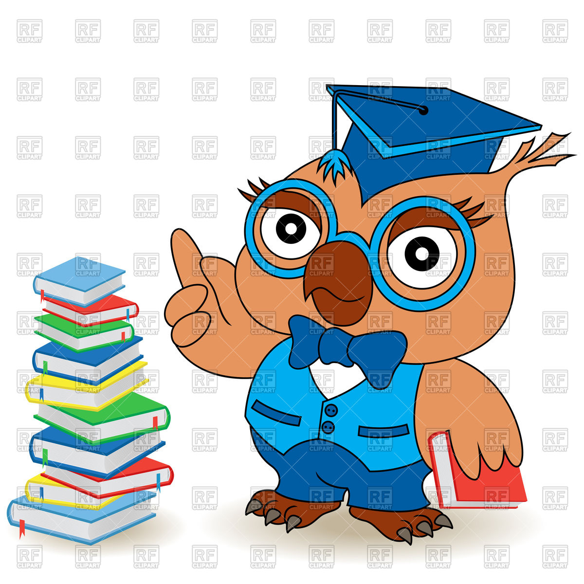 1200x1200 Serious Teacher Owl In Glasses Royalty Free Vector Clip Art Image