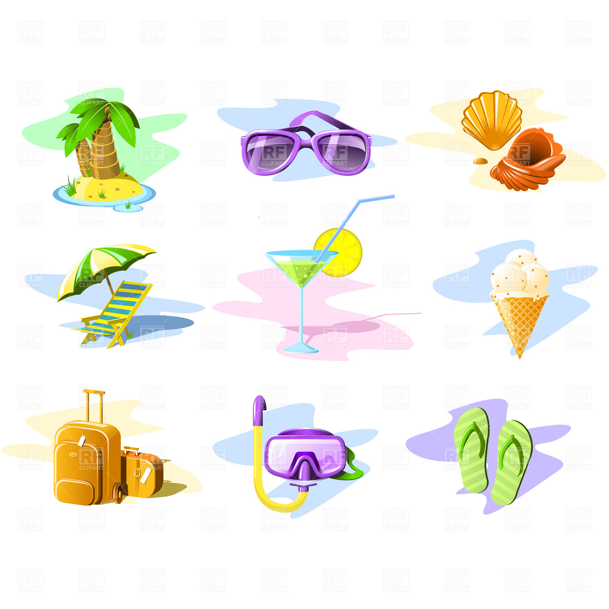 1200x1200 Travel And Vacation Icons Royalty Free Vector Clip Art Image