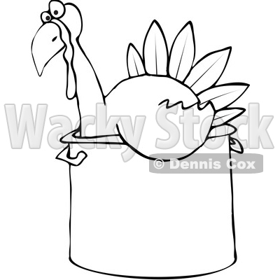 400x400 Clipart Of A Cartoon Black And White Angry Chubby Thanksgiving