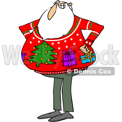 400x400 Of A Cartoon Santa Claus Wearing An Ugly Christmas Sweater