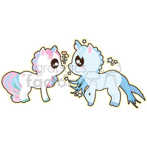 300x300 Royalty Free Cartoon Unicorn Boy And Girl Illustration Clip Art