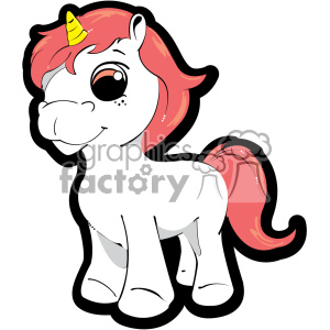 300x300 Royalty Free Cartoon Unicorn With Pink Hair Vector Clip Art 403168