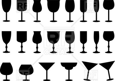 400x284 Silhouettes Of Wine Glass And Jigger Royalty Free Vector Clip Art