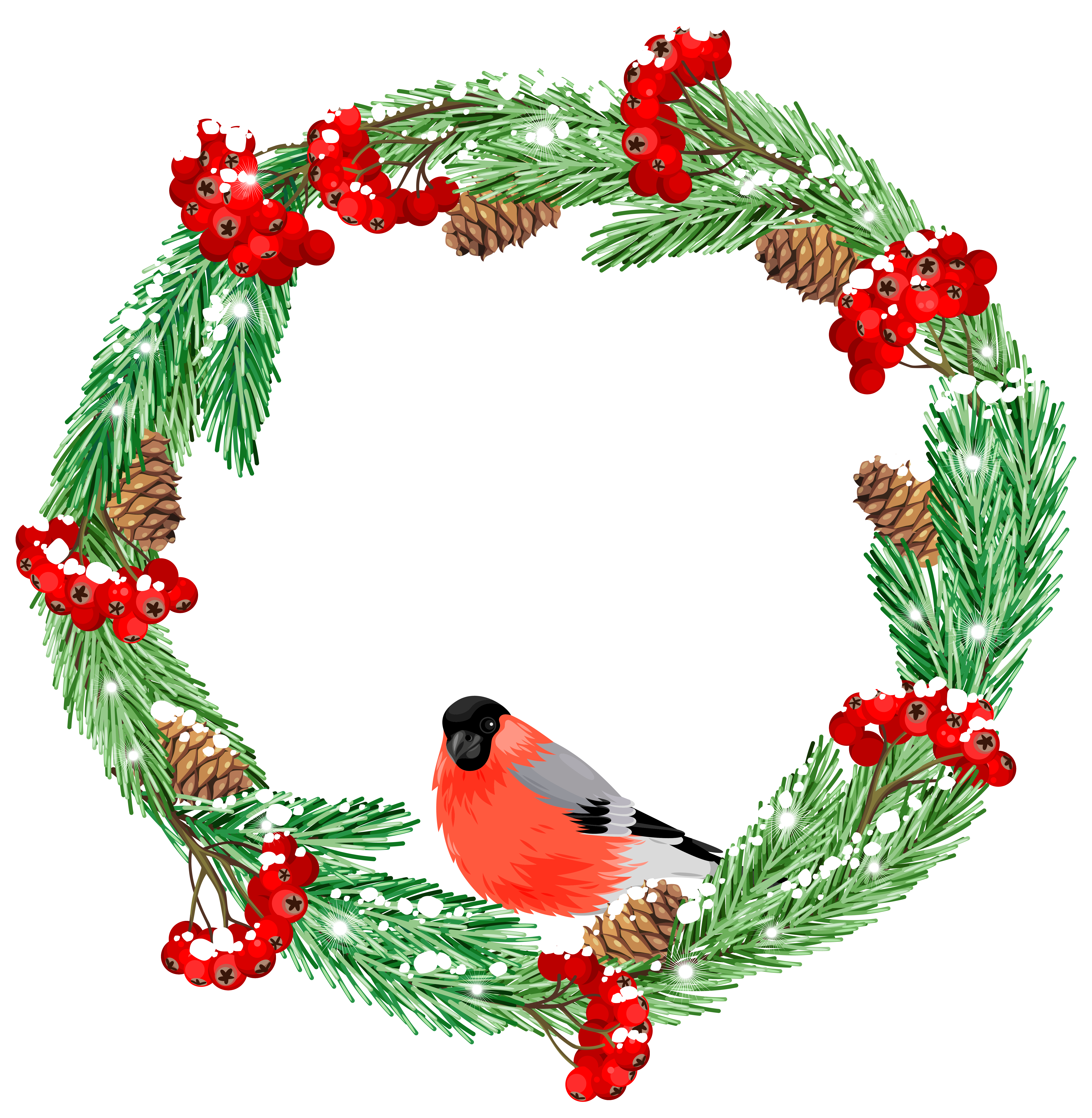 6295x6443 Green Winter Wreath With Bird Png Clip Art Imageu200b Gallery