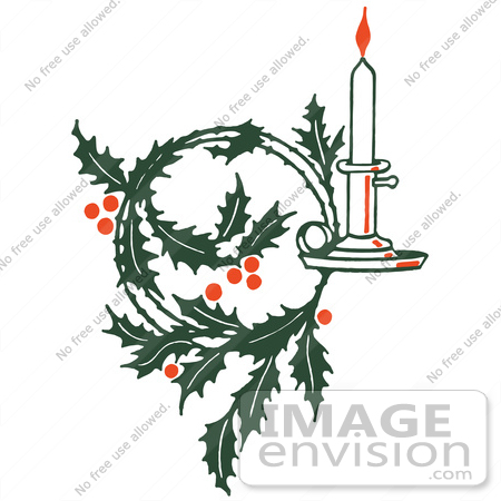 450x450 Clipart Of A Retro Christmas Holly Wreath And Candle
