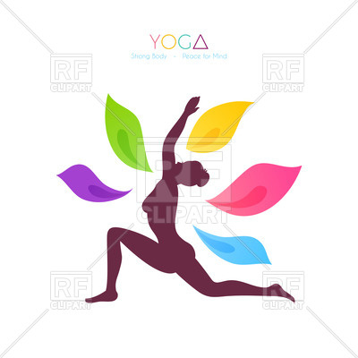 400x400 Silhouette Of Woman Doing Yoga And Colorful Petals Royalty Free