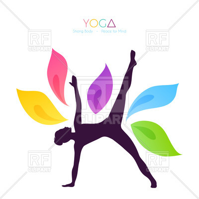 400x400 Silhouette Of Woman Doing Yoga And Petals Royalty Free Vector Clip