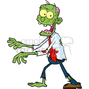 300x300 Royalty Free 5076 Cartoon Zombie Walking With Hands In Front