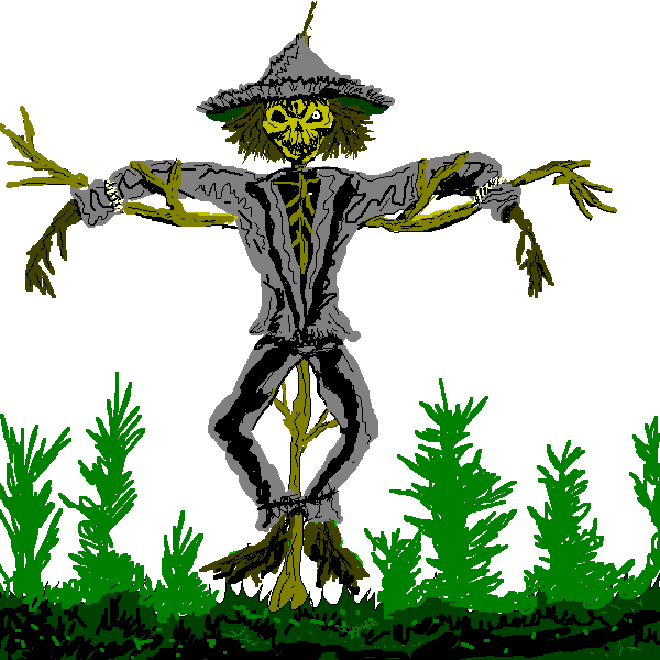 600x600 Free Scary Zombie Style Scarecrow Clip Art