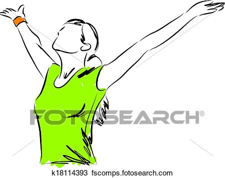 450x355 Clipart Of Girl Breathing Freedom Illustration K18114393