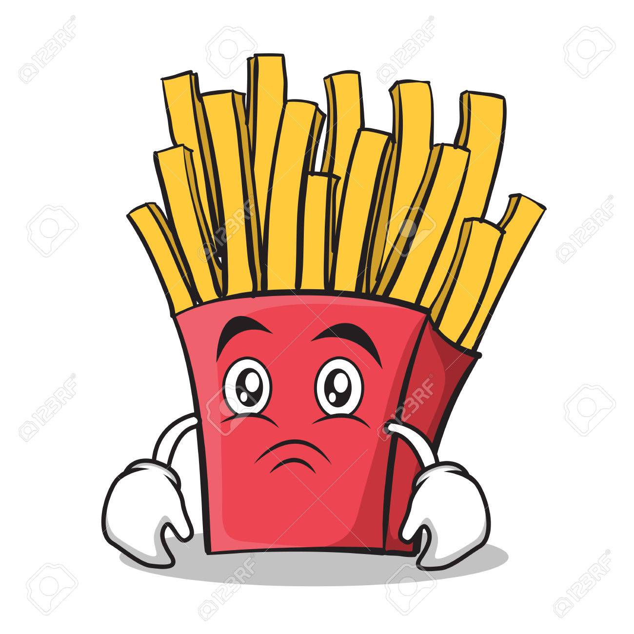 1300x1300 Sad Face French Fries Cartoon Character Royalty Free Cliparts