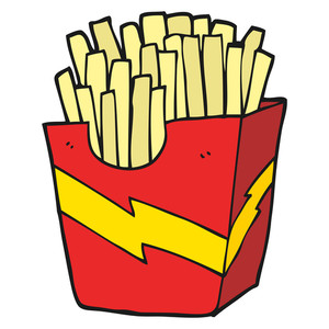 300x300 Freehand Drawn Black And White Cartoon French Fries Royalty Free