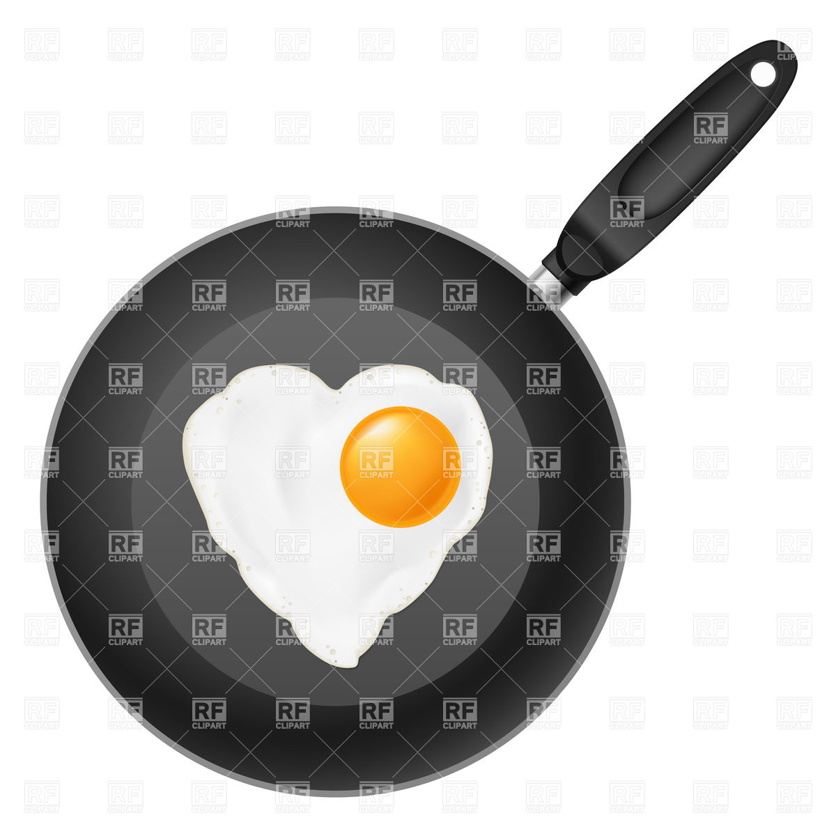 1200x1200 Frying Pan With Heart Shaped Fried Egg Royalty Free Vector Clip