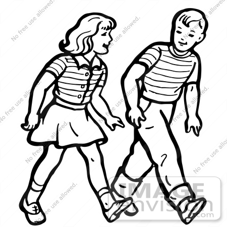 450x450 Walking Girl Clipart Black And White