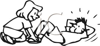 350x164 Black And White Cartoon Of A Girl Holding Her Friends Feet While
