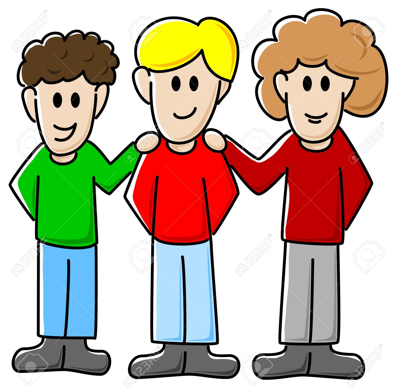 1300x1271 Vector Illustration Of Three Cartoon Friends Royalty Free Cliparts