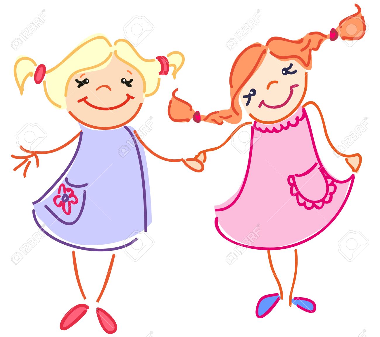1300x1153 The Little Two Girls Have Got A Friendship Royalty Free Cliparts