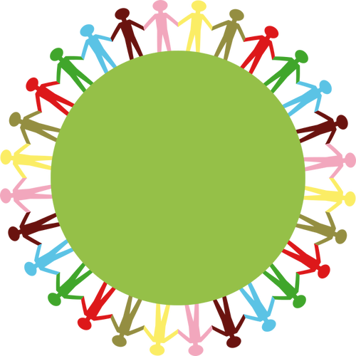 500x500 Clip Art Of People Holding Hands Around Green Circle Public
