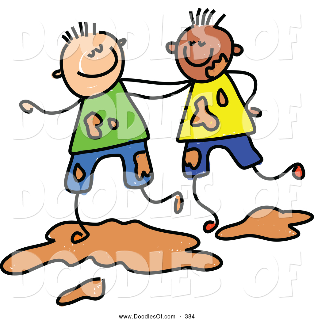 1024x1044 Vector Clipart Of A Childs Sketch Of Two Smiling Boys Playing