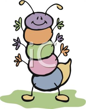 277x350 Cute Little Cartoon Bug, A Caterpillar, Waving Its Many Arms