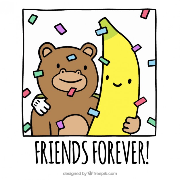 626x626 Monkey And Banana, Friendship Day Vector Free Download