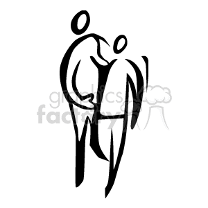 300x300 Royalty Free Black And White Father And Son Walking With Their