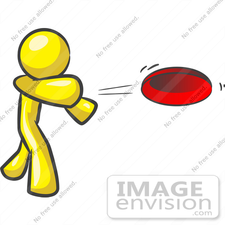 450x450 Clip Art Graphic Of A Yellow Guy Character Throwing A Frisbee