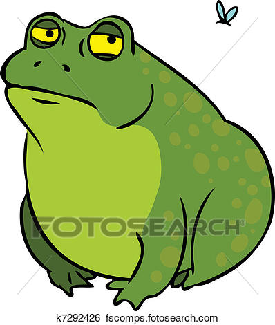 398x470 Clip Art Of Grumpy Fat Frog Cartoon Character K7292426