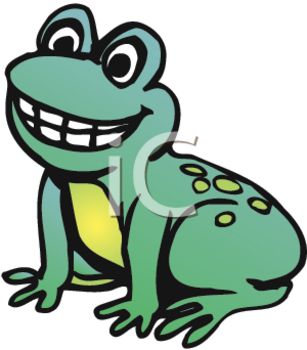 307x350 Picture Of A Cute Young Frog Sitting Down Smiling In A Vector Clip