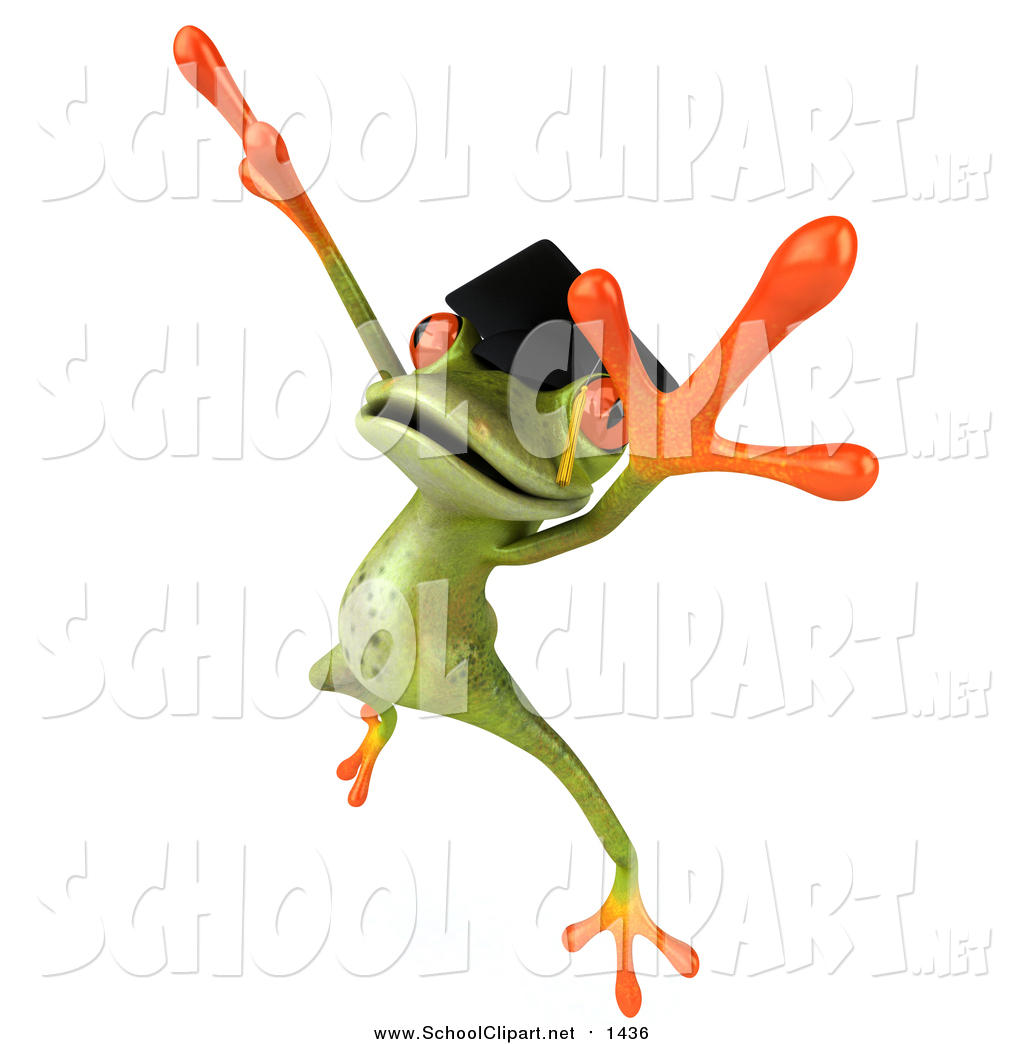 1024x1044 Clip Art Of A 3d Graduate Frog Jumping By Julos