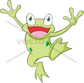 320x316 Cute Green Bull Frog Jumping Hooray