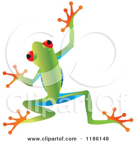 450x470 Clipart Of A Cartoon Green Frog Skipping Rope