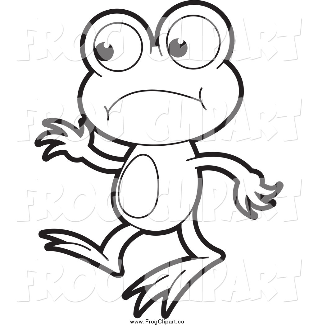 1024x1044 Clip Art Of A Black And White Nervous Frog By Lal Perera
