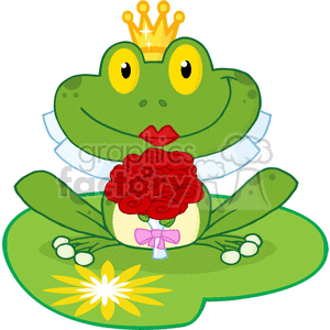 300x300 Royalty Free Cartoon Bride Frog Character On Lilypad 381872 Vector
