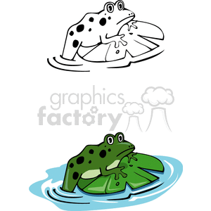 300x300 Royalty Free Cartoon Frog Climbing Onto Lily Pad 129834 Vector