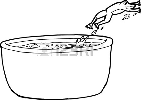 450x320 Outline Cartoon Of Frog Jumping Out Of Hot Cauldron Royalty Free