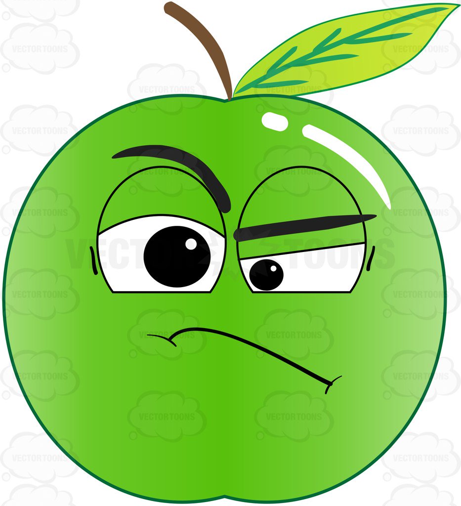 933x1024 Green Apple Frowning In Doubt Emoji Cartoon Clipart