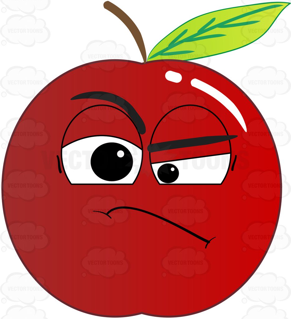 933x1024 Red Apple Frowning In Doubt Emoji Cartoon Clipart