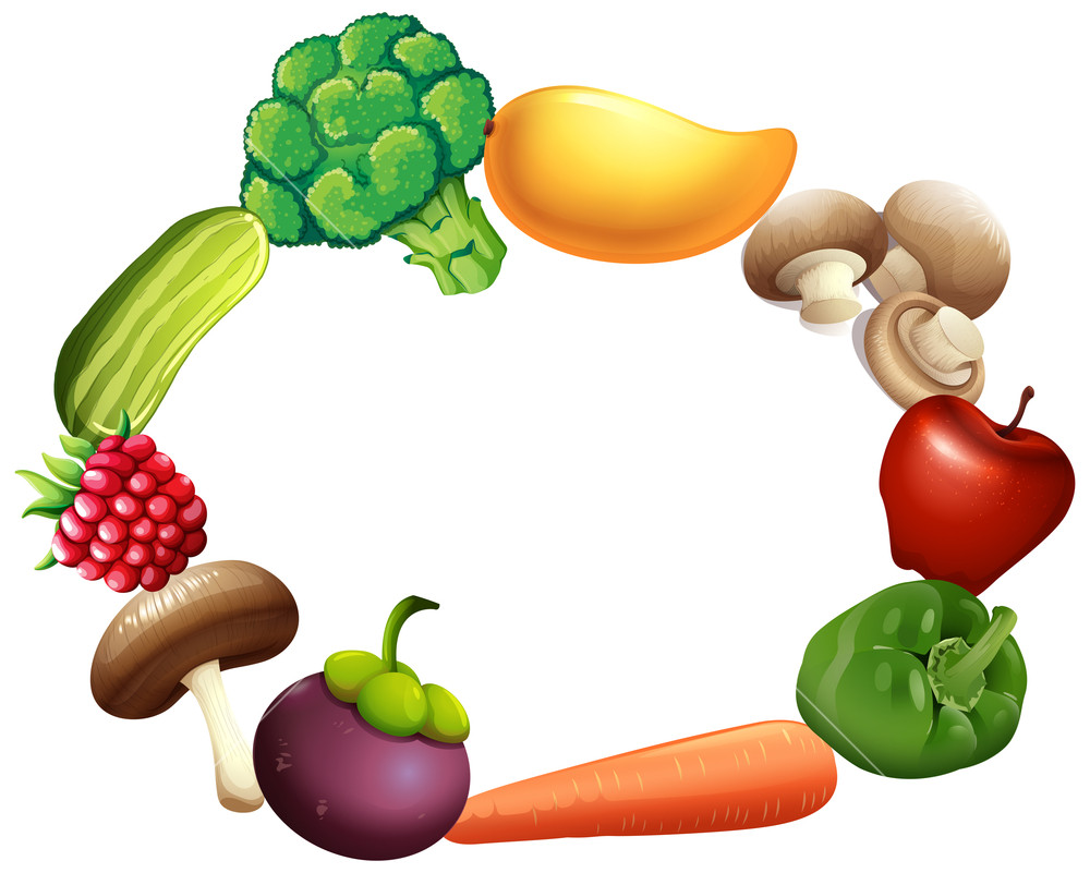 1000x801 Frame Design With Fresh Fruit And Vegetables Illustration Royalty