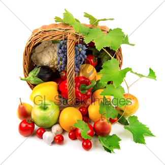 325x325 Fruits And Vegetables In A Wicker Basket Gl Stock Images
