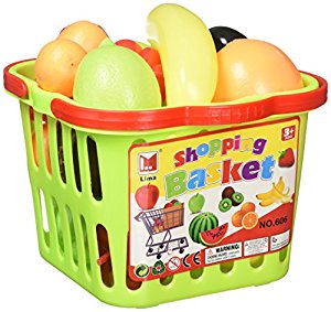 300x283 Fruit Amp Veggies Shopping Basket Toy Food Playset W