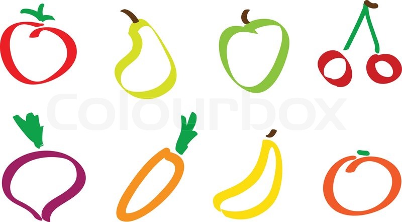 800x441 Drawing Fruit And Vegetable Icons Stock Vector Colourbox